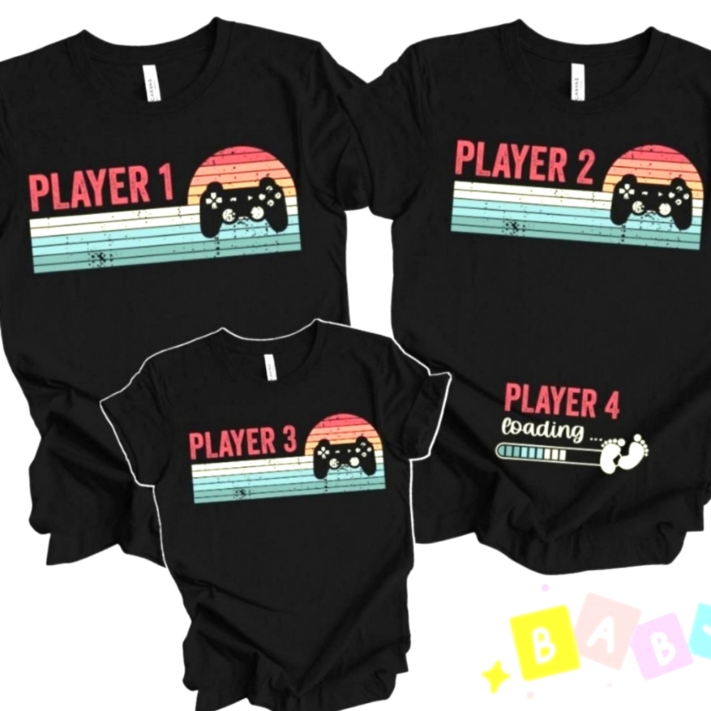 Family Pregnancy Announcement Gamer Shirts